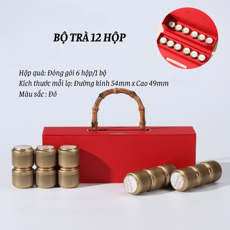 Bộ 12 hộp trà – Đỏ/Đen – HVL TEA