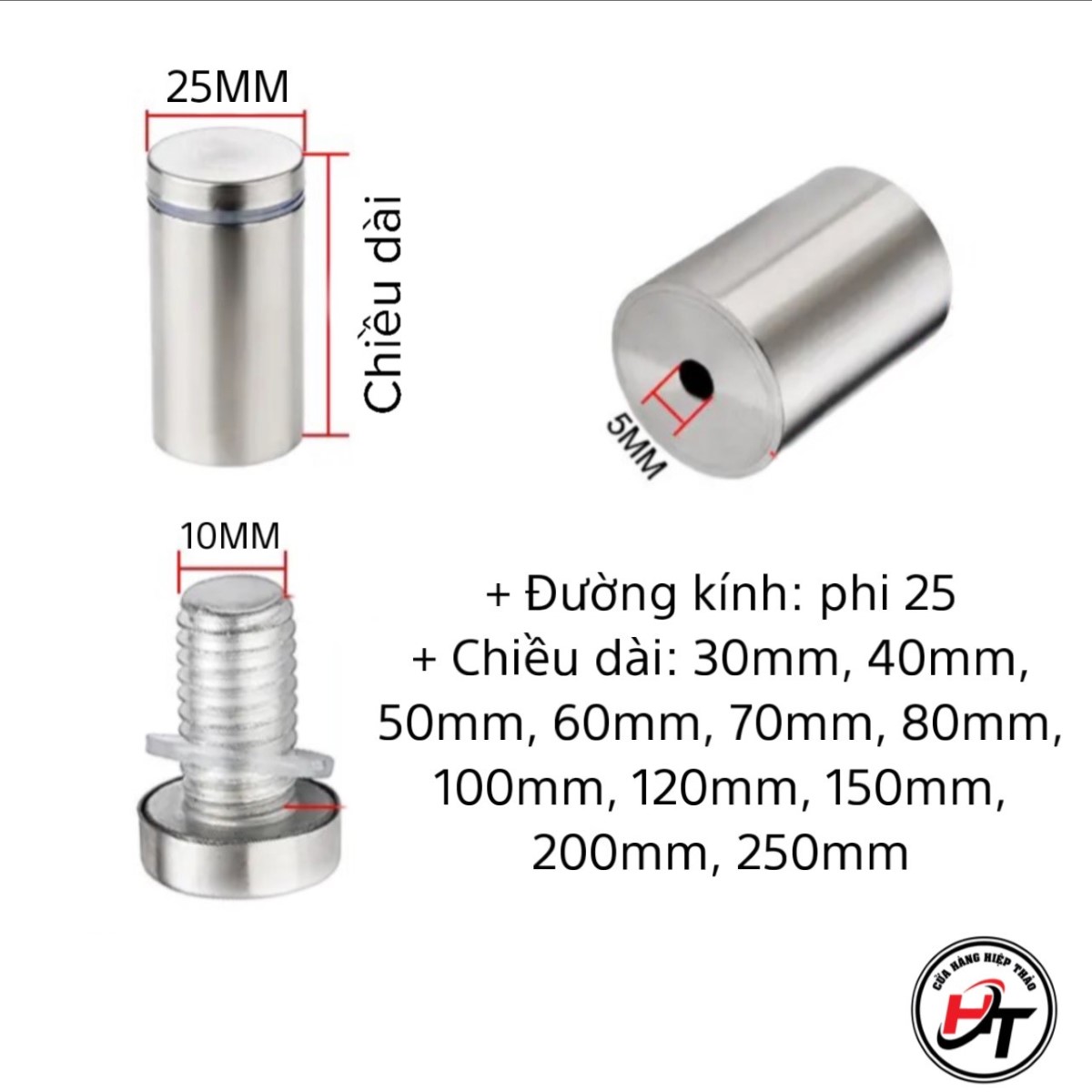 Ốc chân kính inox trụ bắt chân kiếng cách tường 12mm 19mm 25mm TKIN Kim ...