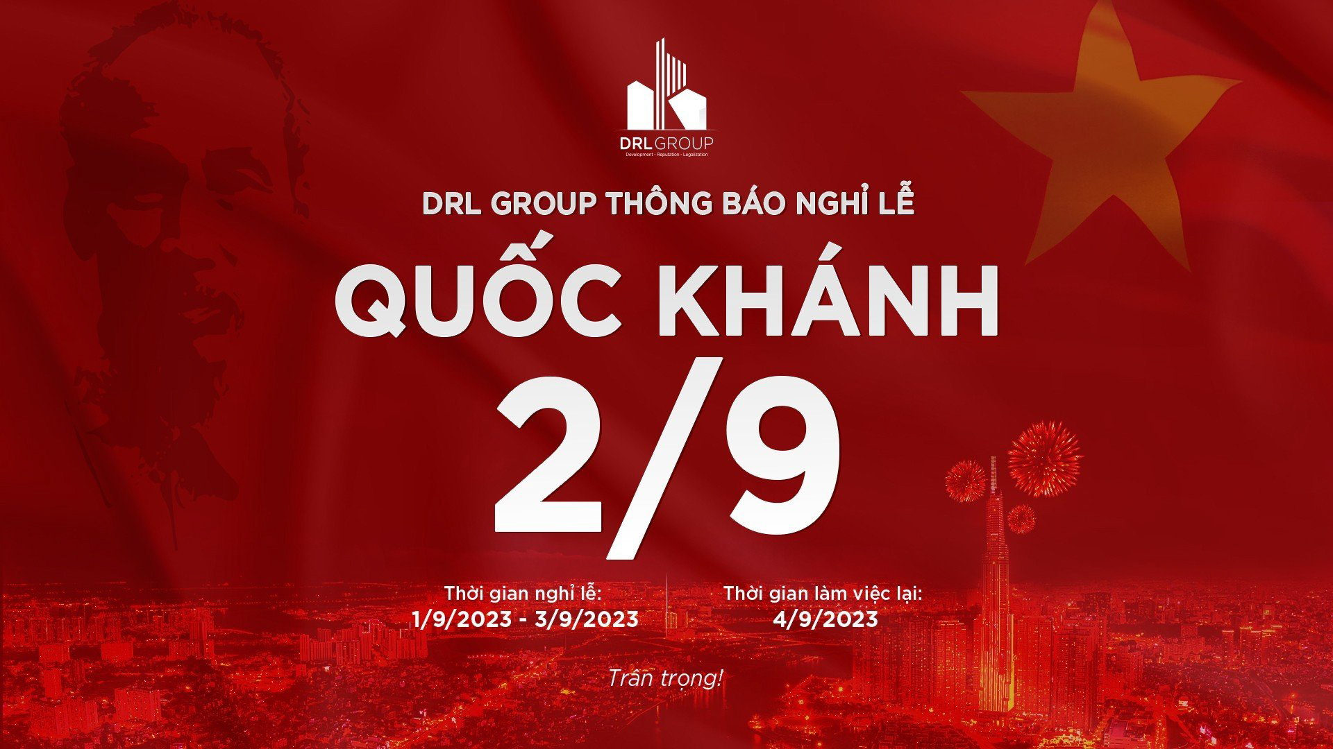DRL Group thông báo nghỉ lễ Quốc khánh