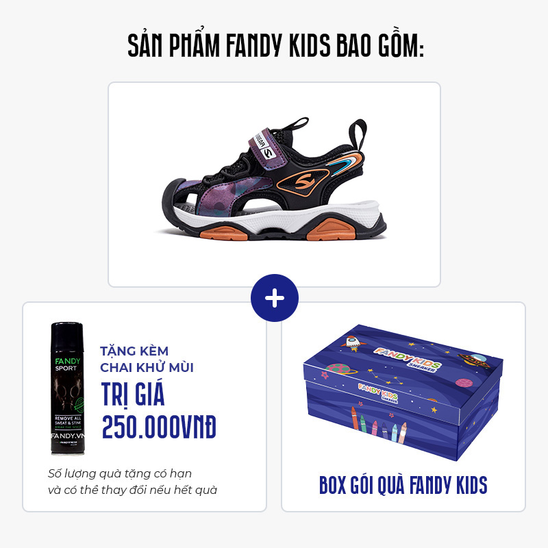 Giày sandal trẻ em Fandy Kids Eva quai dán Galaxy Camo