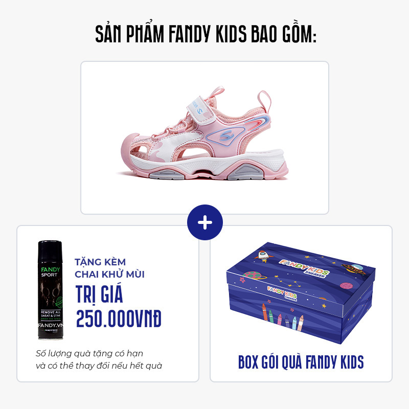 Giày sandal trẻ em Fandy Kids Eva quai dán Hồng Camo