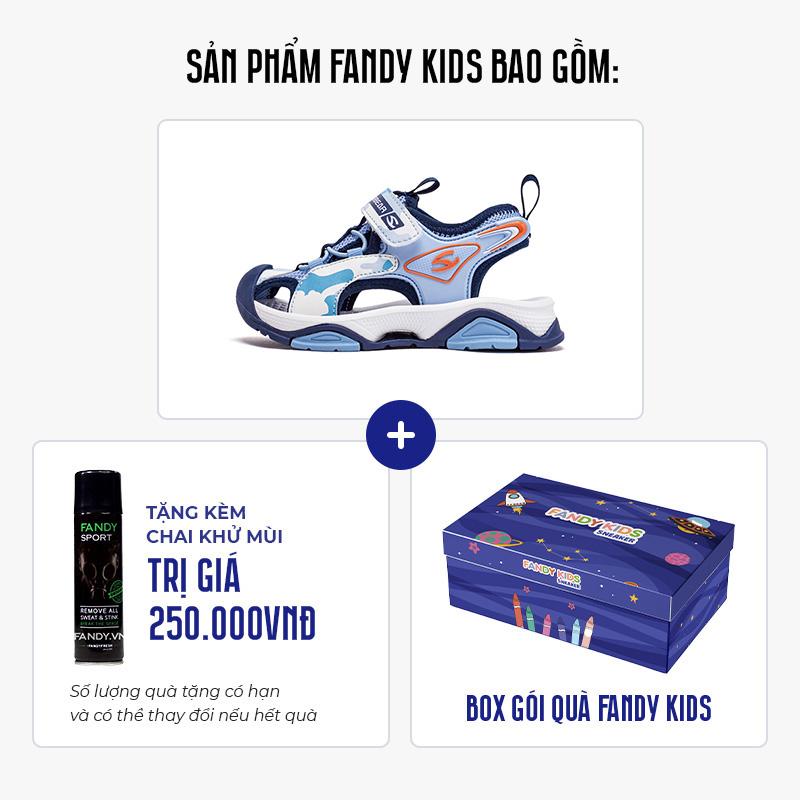 Giày sandal trẻ em Fandy Kids Eva quai dán Xanh Camo