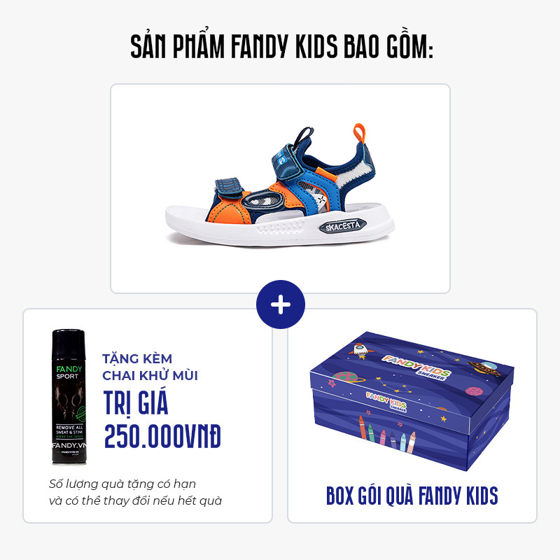 Giày sandal trẻ em Fandy Kids Eva quai dán Cam