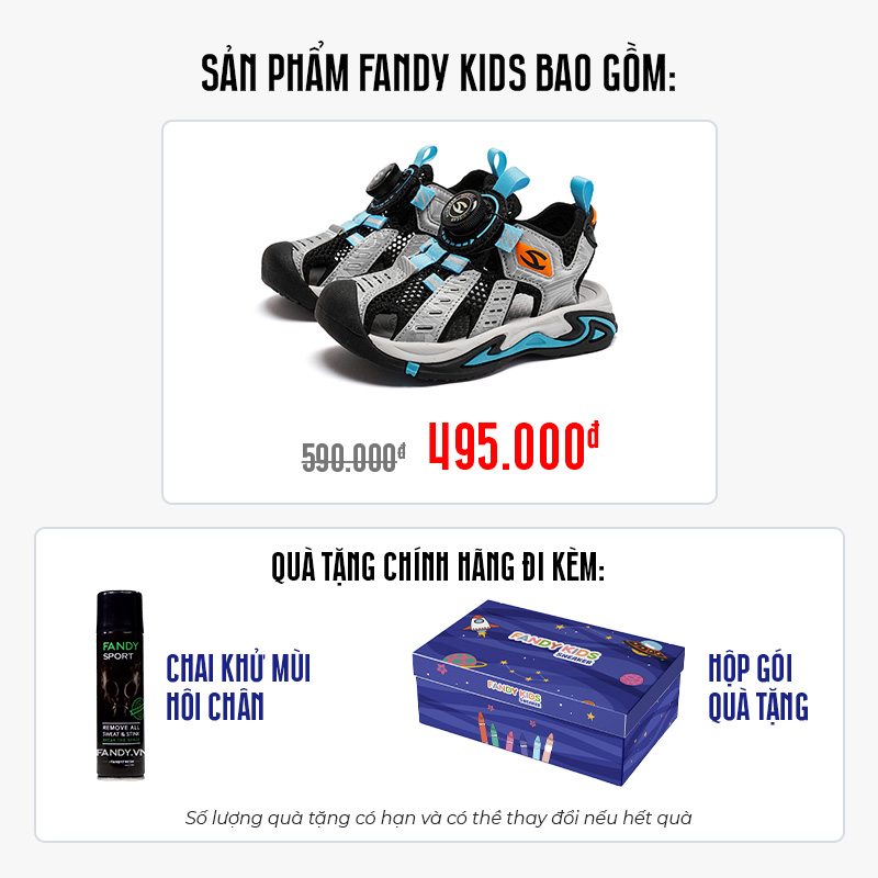 Giày Sandal trẻ em Fandy Kids Khóa vặn Eva Xám GU7876