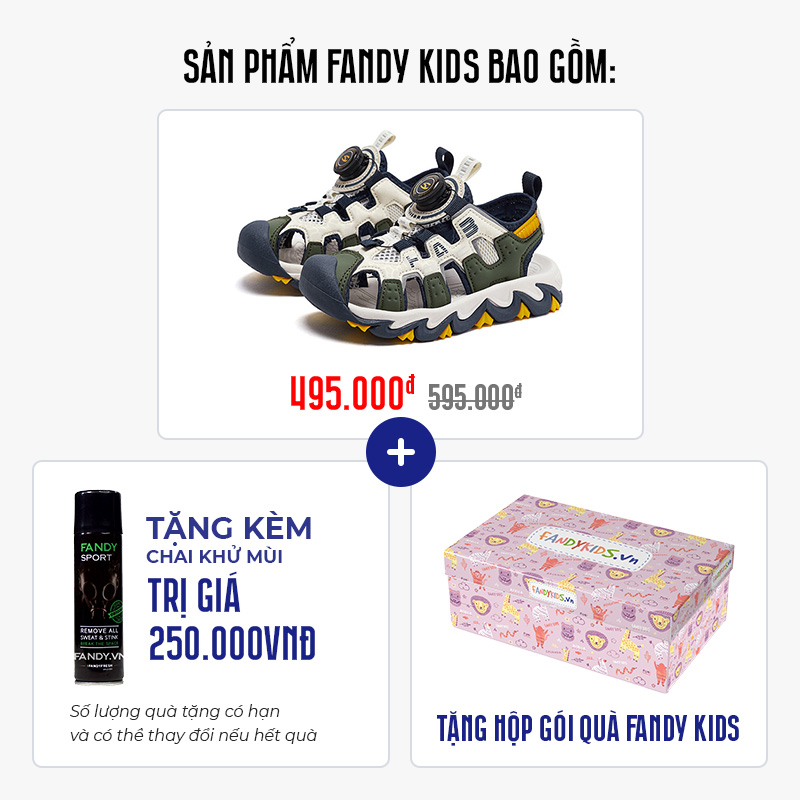 Giày Sandal trẻ em Fandy Kids Khóa vặn Eva Xanh Lục AU7880