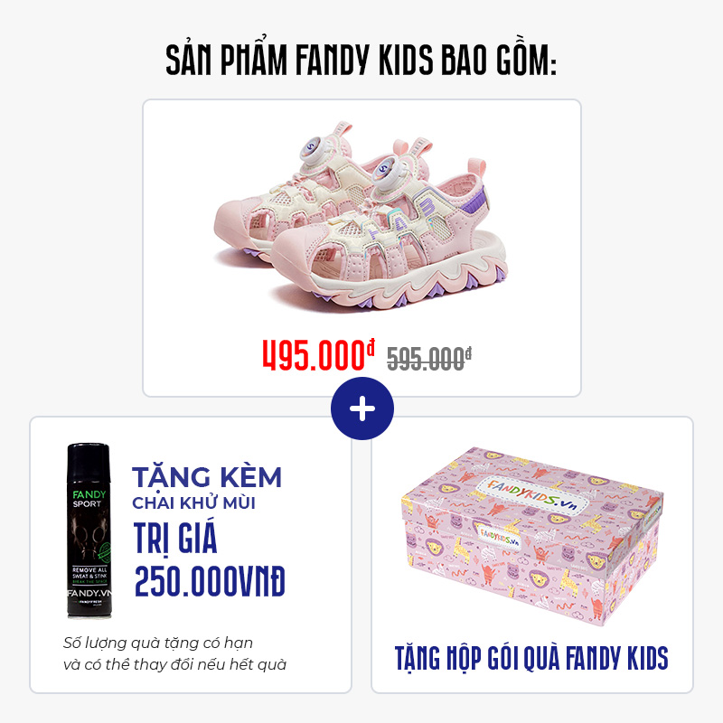 Giày Sandal trẻ em Fandy Kids Khóa vặn Eva Hồng Pastel AU7880