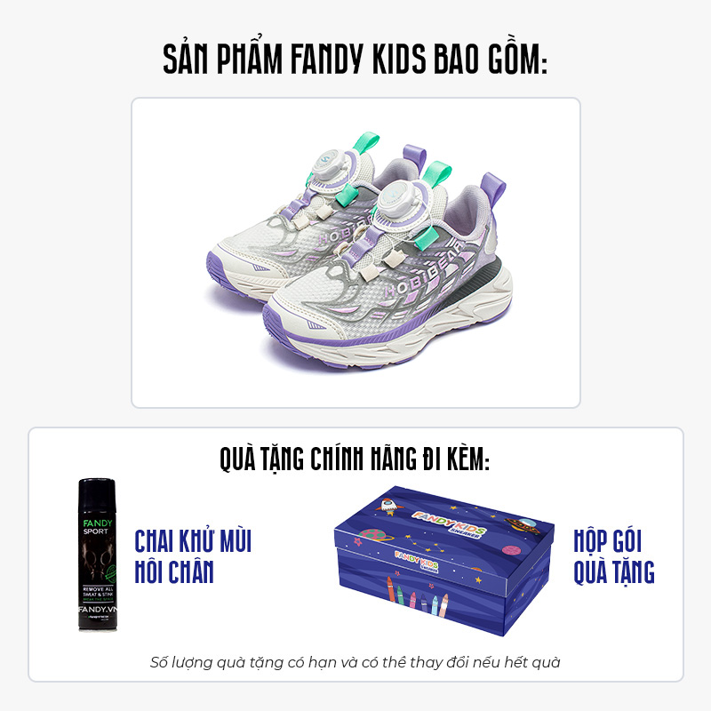 Giày thể thao chạy bộ trẻ em Fandy Kids Eva Tím AS8168