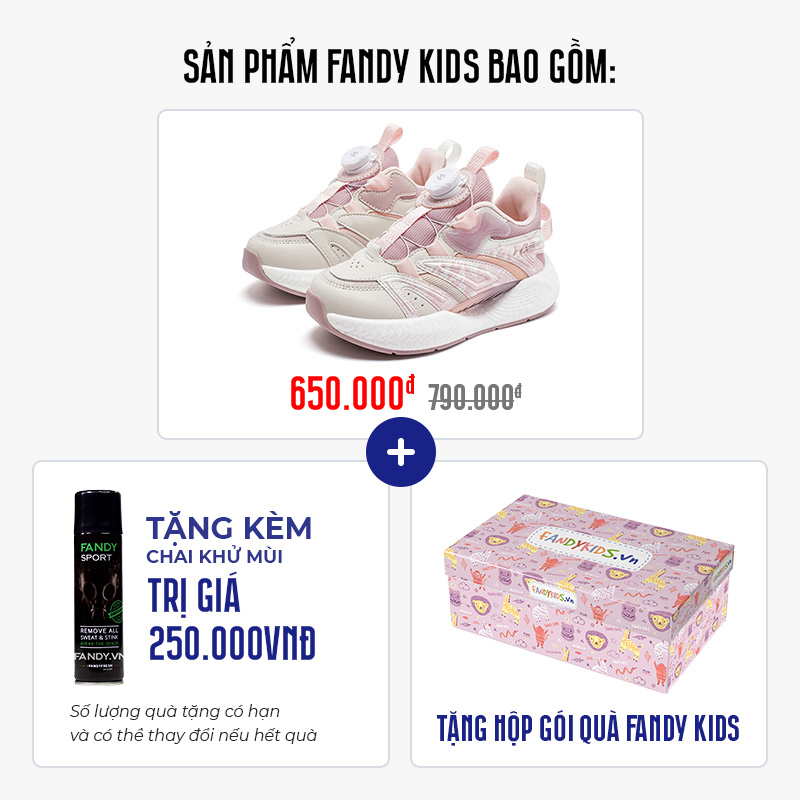 Giày thể thao trẻ em Fandy Kids Boost Hồng Pastel GS7995G