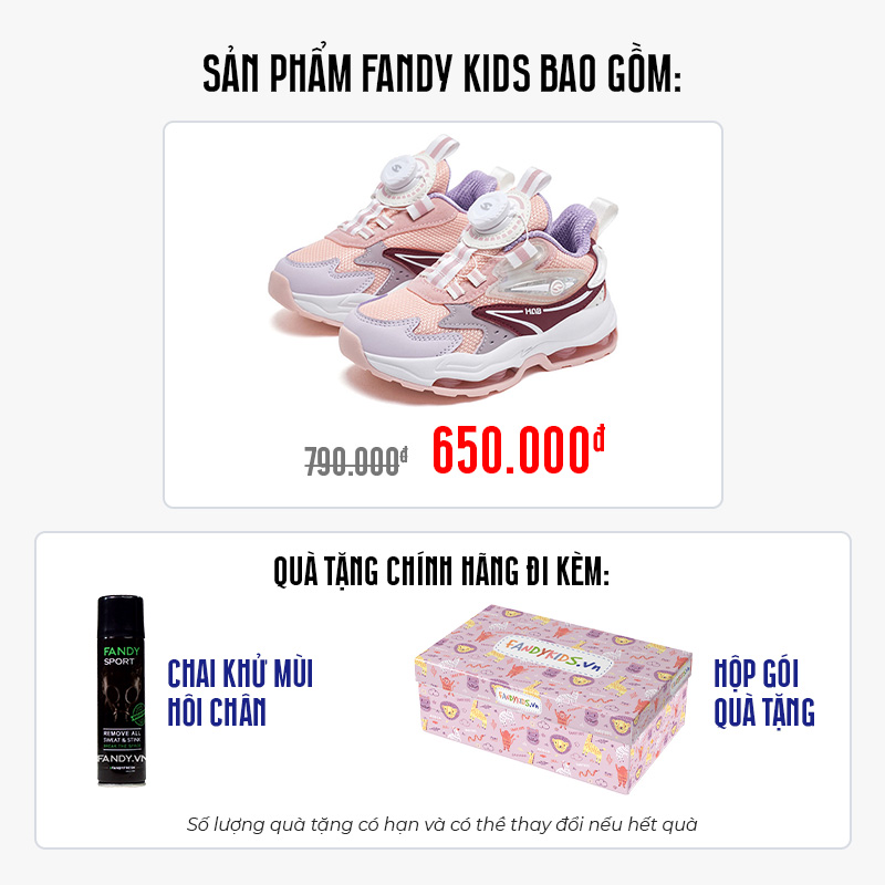Giày thể thao trẻ em Fandy Kids Eva Air Khóa vặn Hồng AS8033