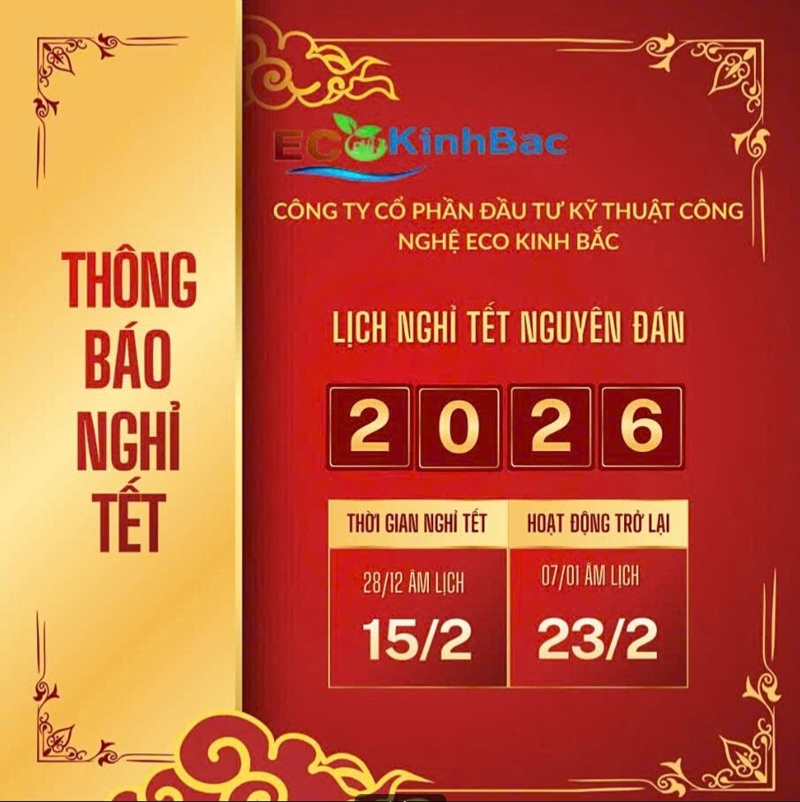 Lịch Nghỉ Tết Nguyên đán Bính Ngọ 2026 Eco Kinh Bắc