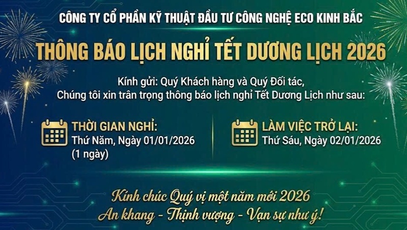THÔNG BÁO LỊCH NGHỈ TẾT  DƯƠNG LỊCH 2026