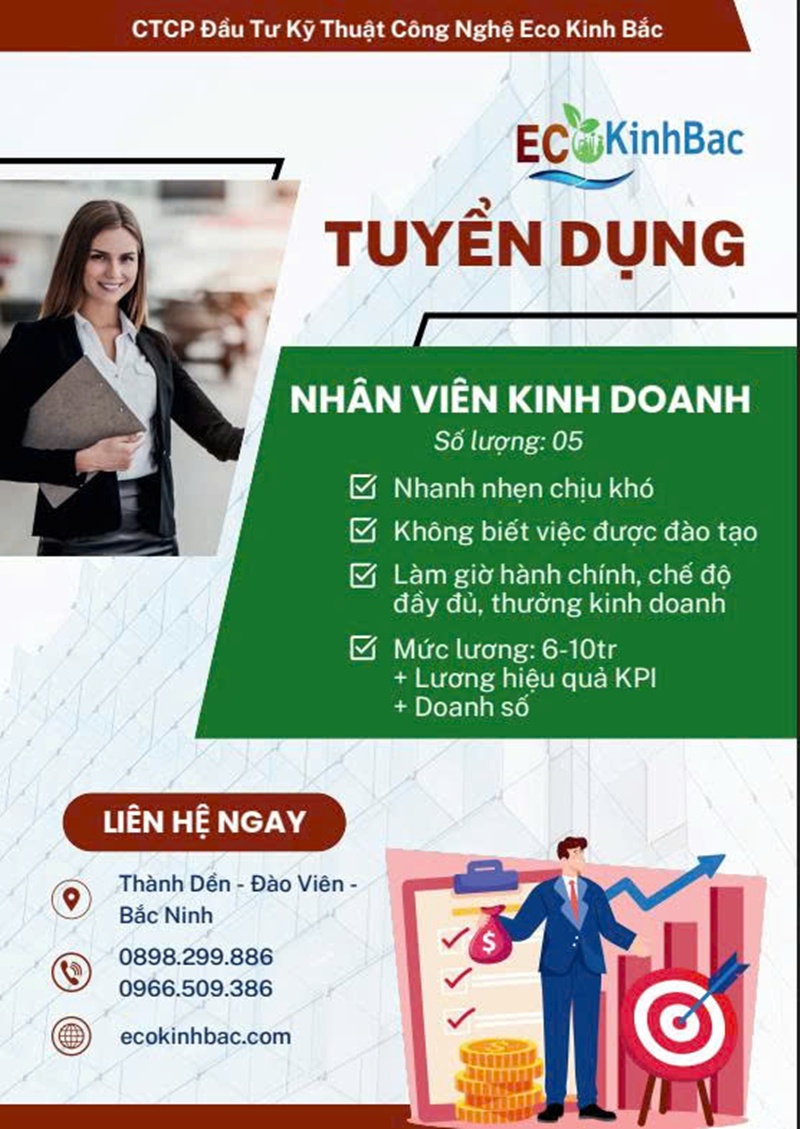 ECO KINH BẮC- TUYỂN DUNG NHÂN  VIÊN  KINH  DOANH