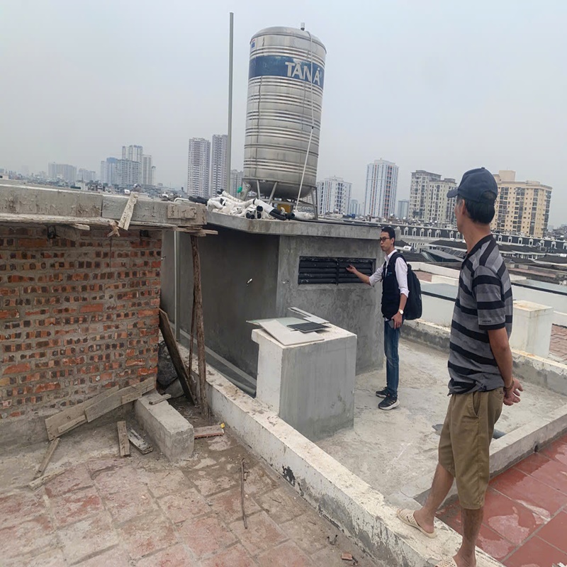 khảo sát mặt băng thi công điện năng lượng mặt trời hệ 10kw cho nhà anh chị PHÚC QUYỀN khu đô thị louis hoàng mai hà nội