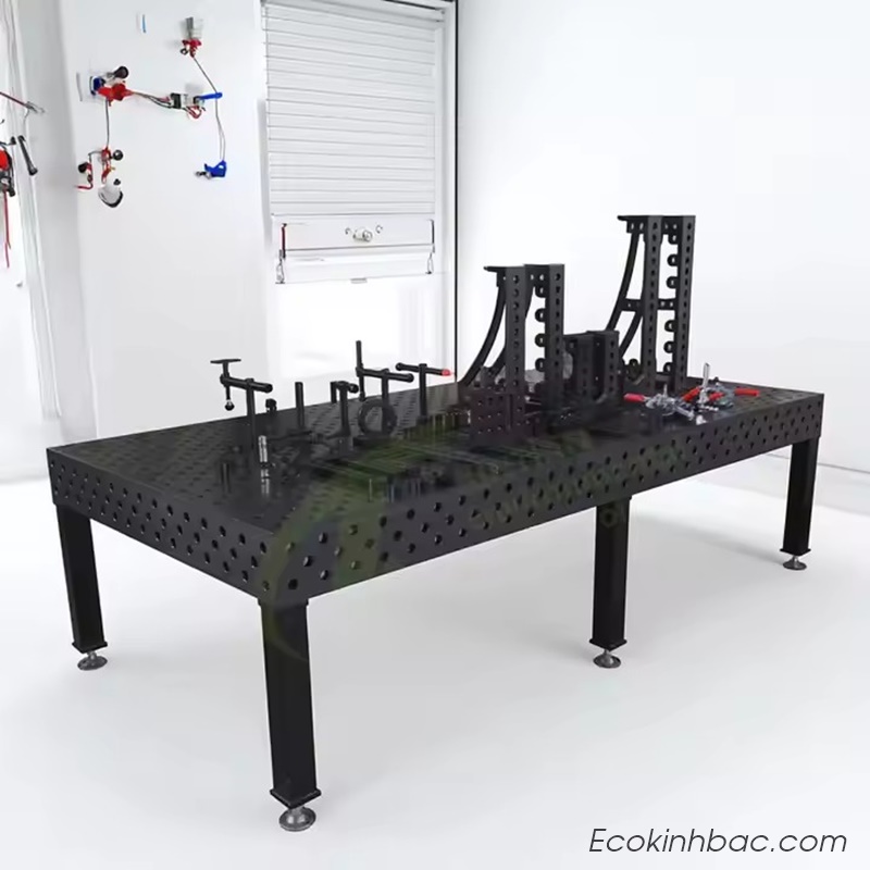 Bàn gá hàn bằng thép kích thước 2000x1500 lỗ D28