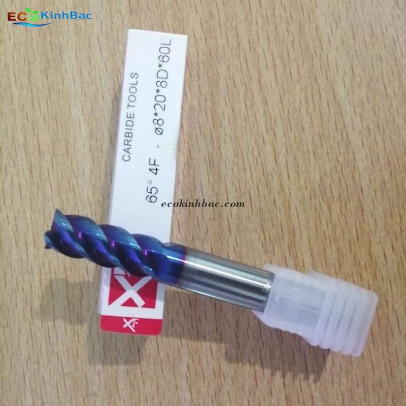 Dao Phay Ngón D8*D8*60 4F-65HRC Phủ Nano – Gia công sau nhiệt.