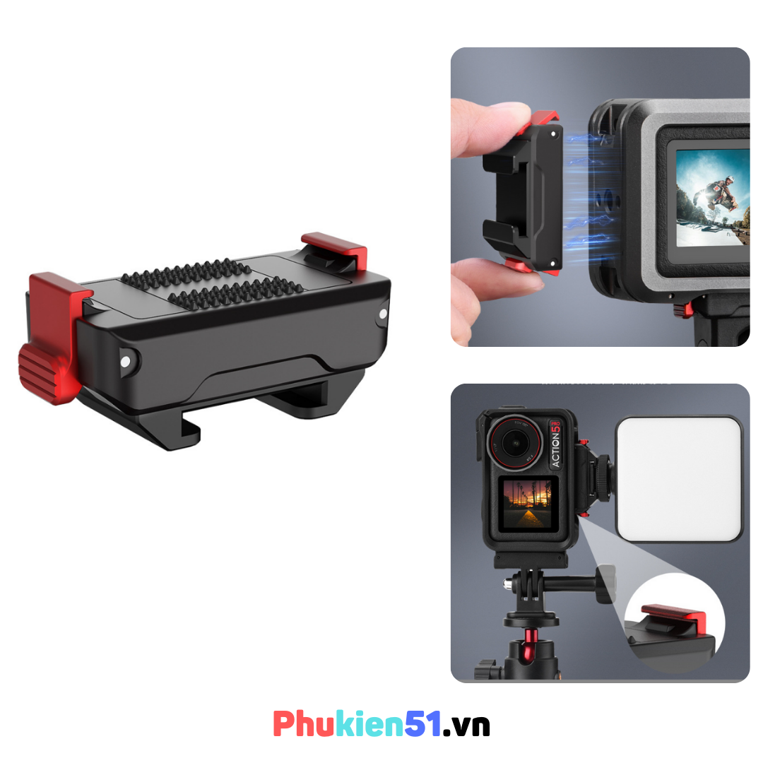 Ngàm mở rộng DJI Osmo Action pro gắn đèn mic tiện lợi