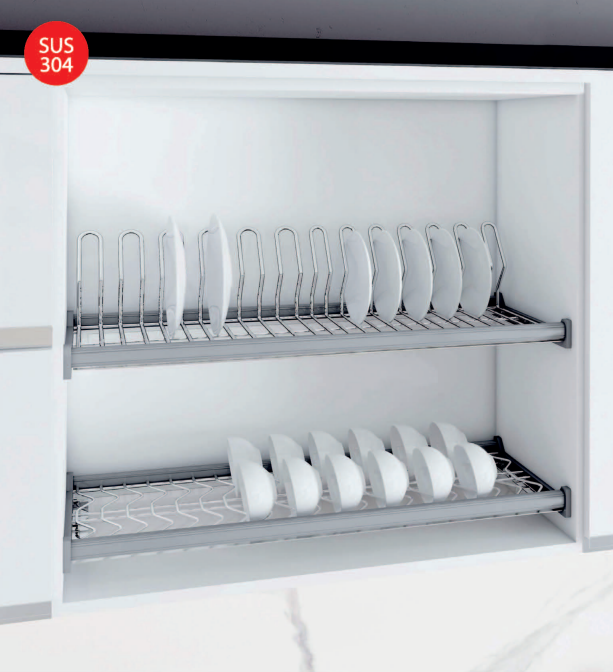 GIÁ BÁT ĐĨA CỐ ĐỊNH 2 TẦNG KHUNG NHÔM NAN OVAL (QUẢ TRÁM)