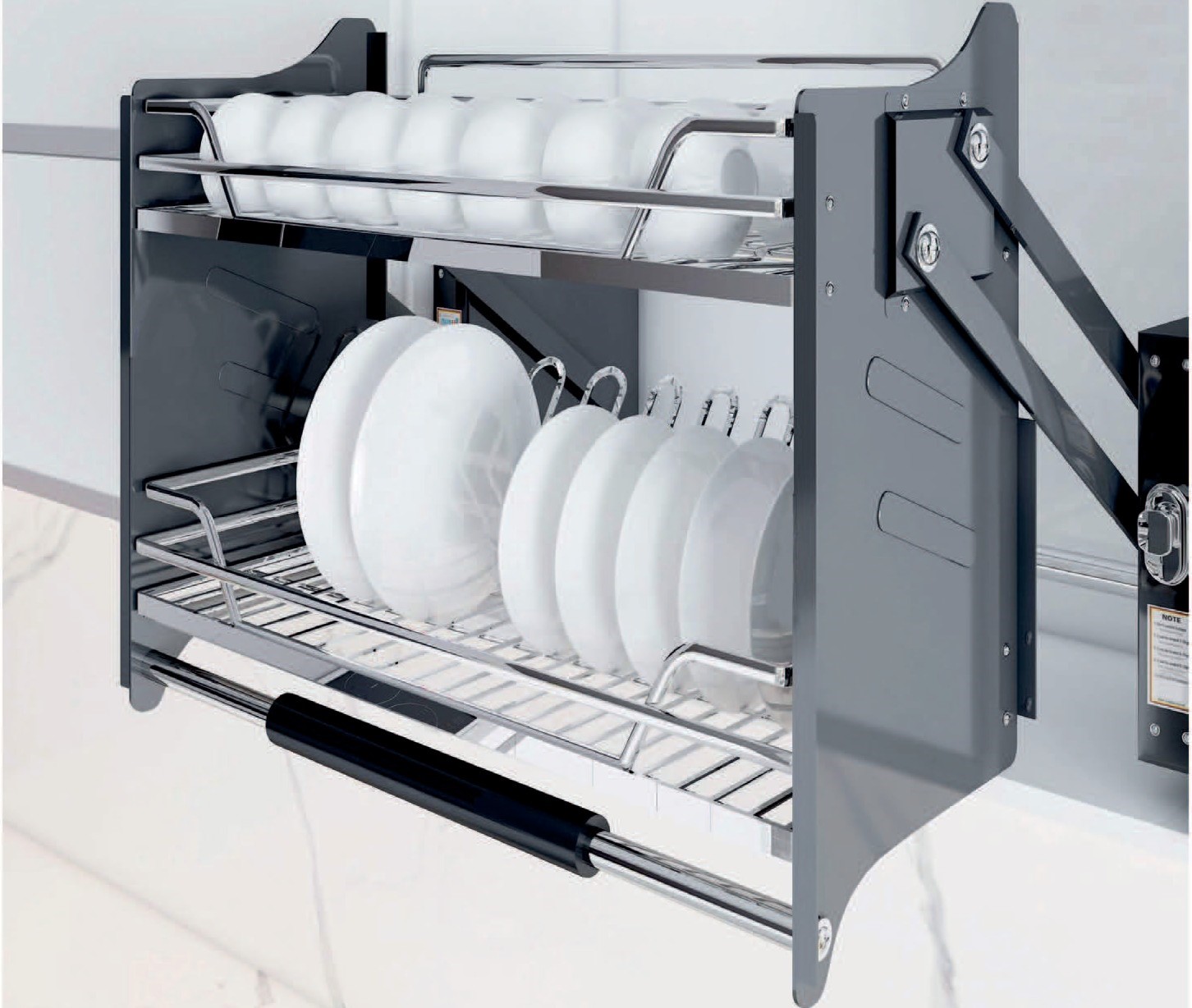 GIÁ BÁT ĐĨA NÂNG HẠ 2 TẦNG NAN OVAL (QUẢ TRÁM)