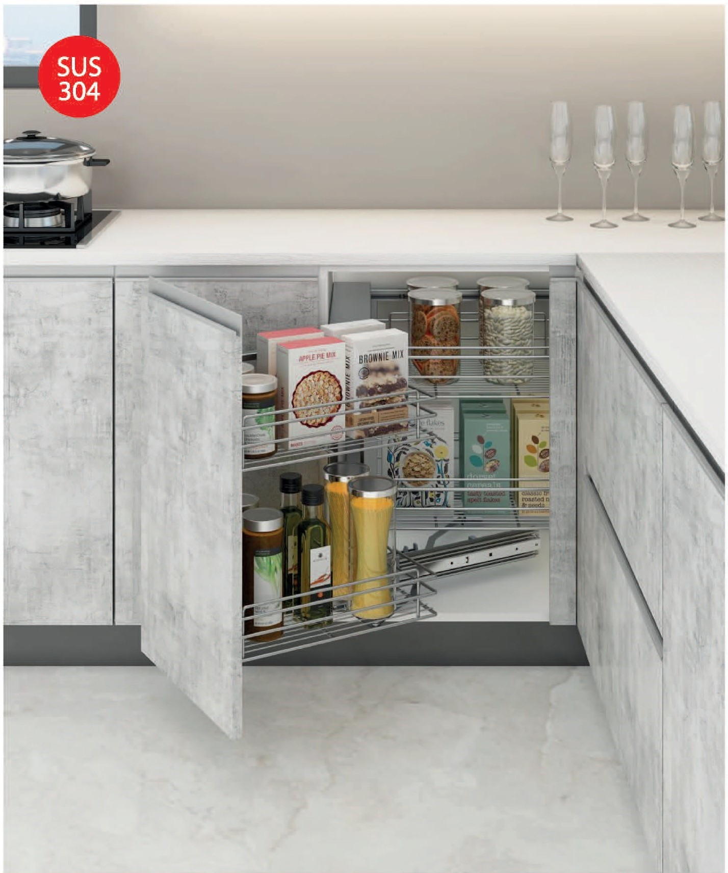 KỆ GÓC LIÊN HOÀN INOX NAN TRÒN