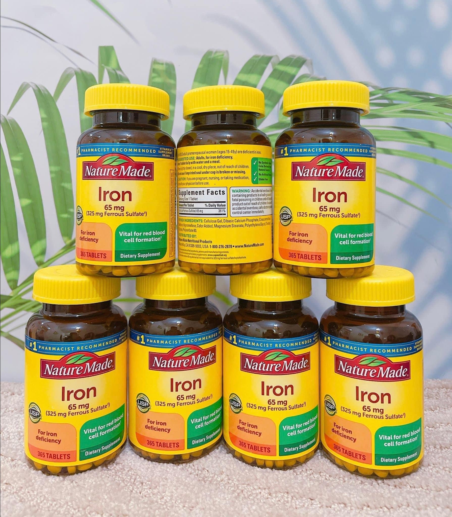 VIÊN UỐNG BỔ  SẮT IRON 65MG 365 VIÊN CỦA MỸ
