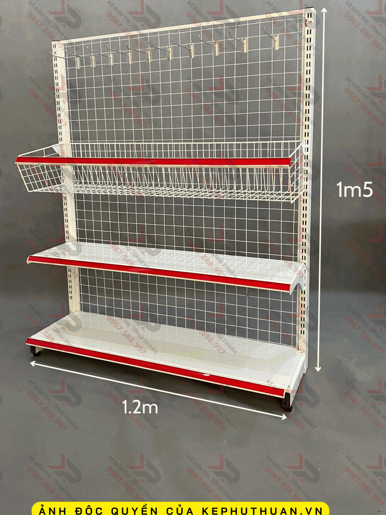 Kệ đa năng 2 tầng mâm, một rổ và móc treo