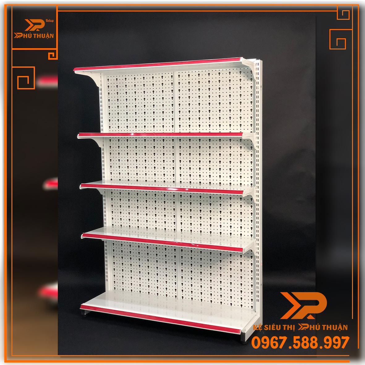 Kệ Tole Lỗ Áp Tường (1 Mặt) - Dài 120 x Rộng 35 x Cao 180 x 5 Tầng