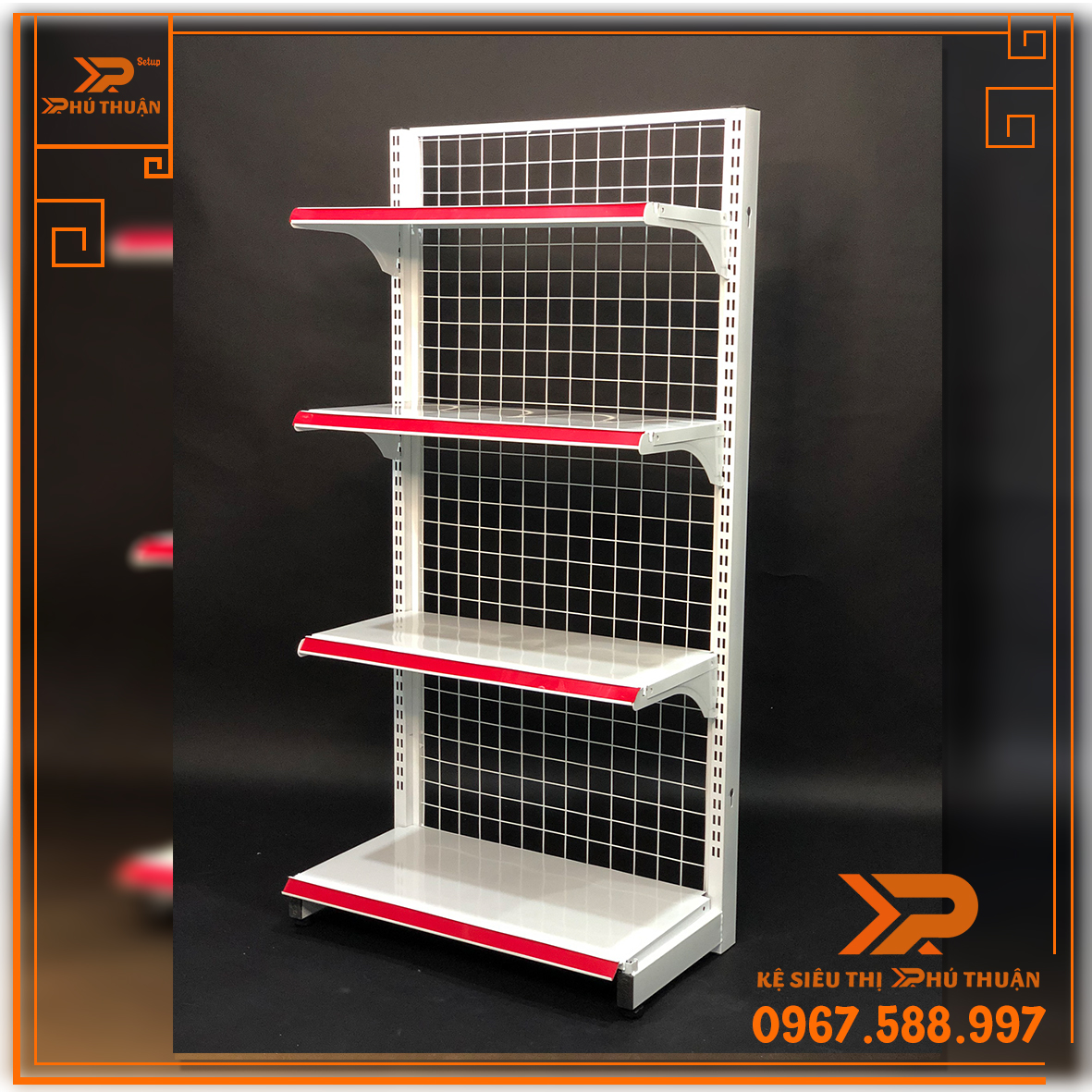 Kệ Siêu Thị Áp tường (1 Mặt) - Dài 70 x Rộng 35 x Cao 150 x 4 tầng
