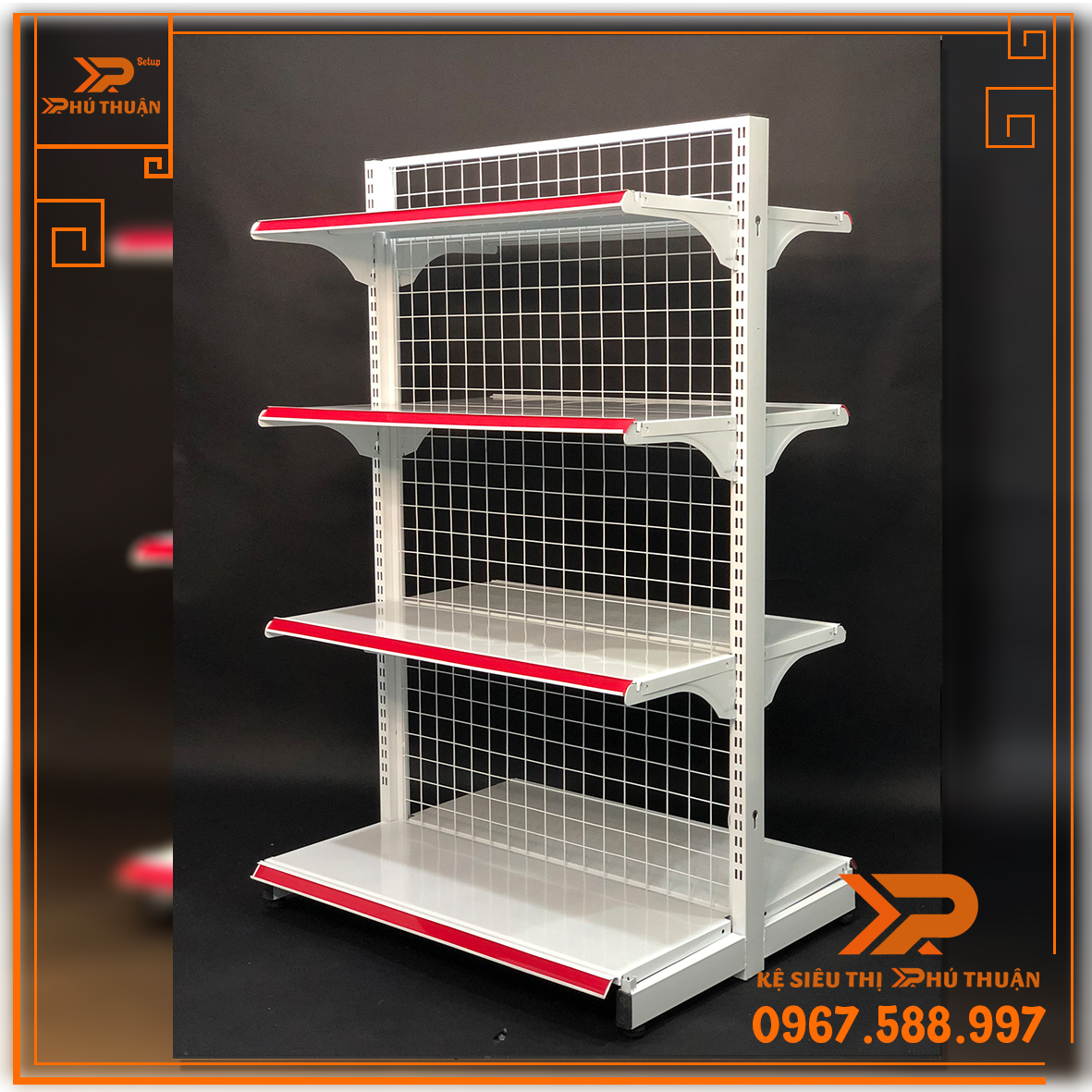 Kệ Siêu Thị Giữa Nhà (2 Mặt) - Dài 90 x Rộng 70 x Cao 150 x 4 Tầng x 2 Mặt