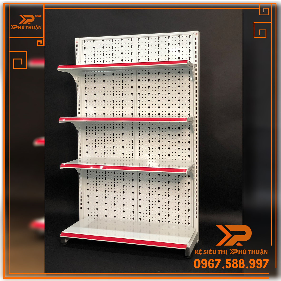 Kệ Tole Lỗ Áp Tường (1 Mặt) - Dài 90 x Rộng 35 x Cao 150 x 4 Tầng