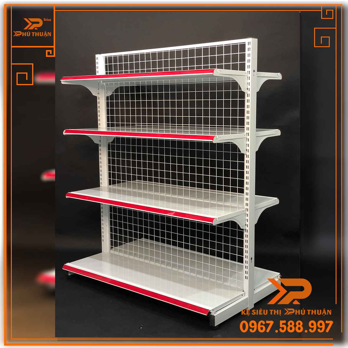 Kệ Siêu Thị Giữa Nhà (2 Mặt) - Dài 120 x Rộng 70 x Cao 150 x 4 Ttầng x 2 Mặt