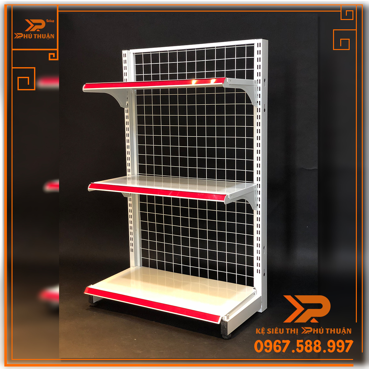 Kệ Siêu Thị Áp tường (1 Mặt) - Dài 70 x Rộng 35 x Cao 120 x 3 Tầng