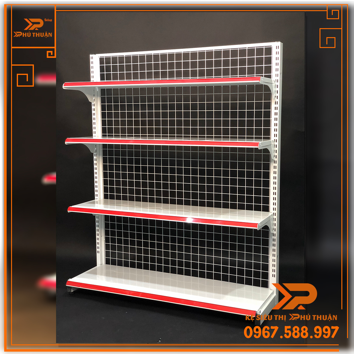 Kệ Siêu Thị Áp tường (1 Mặt) - Dài 120 x Rộng 35 x Cao 150 x 4 tầng