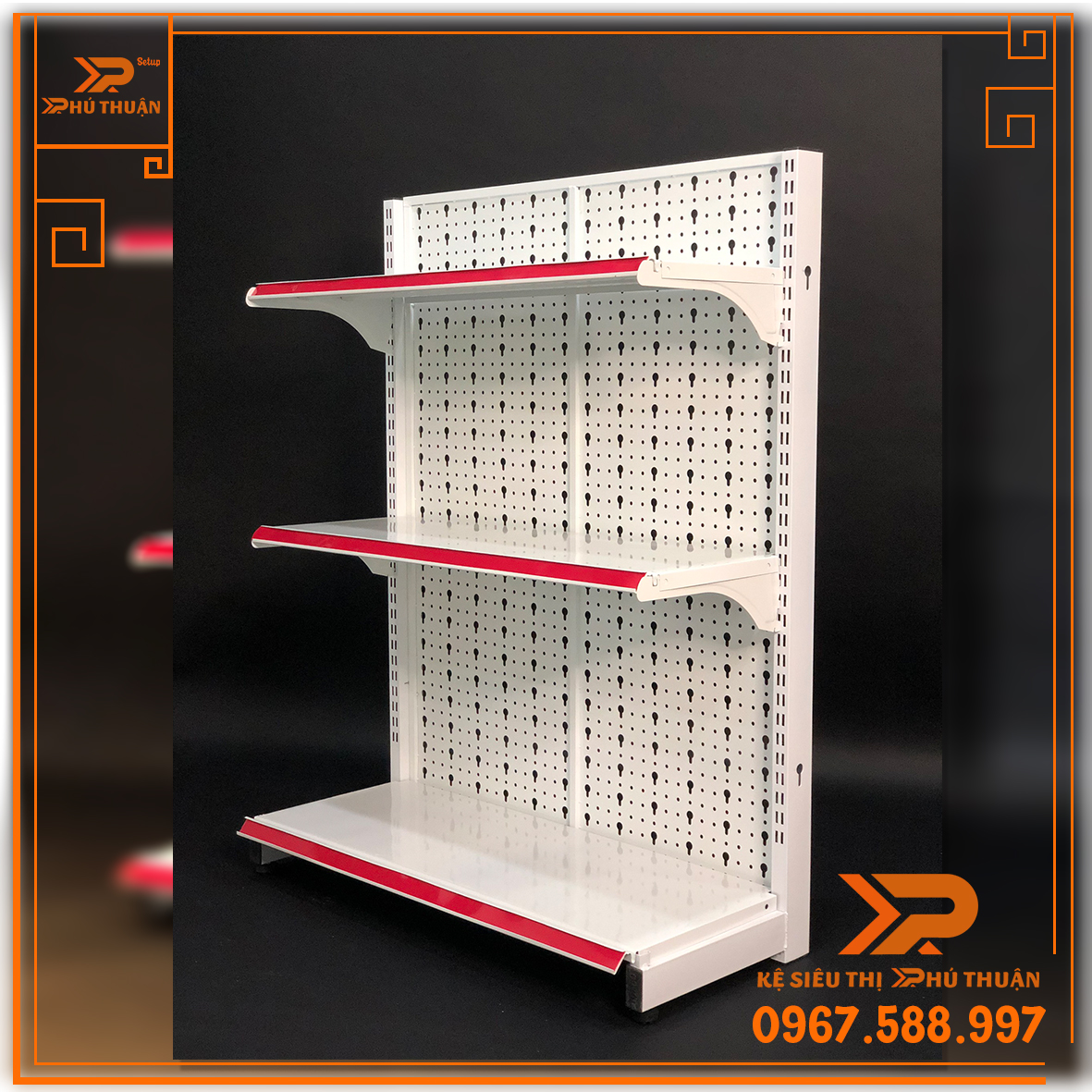 Kệ Tole Lỗ Áp Tường (1 Mặt) - Dài 90 x Rộng 35 x Cao 120 x 3 Tầng