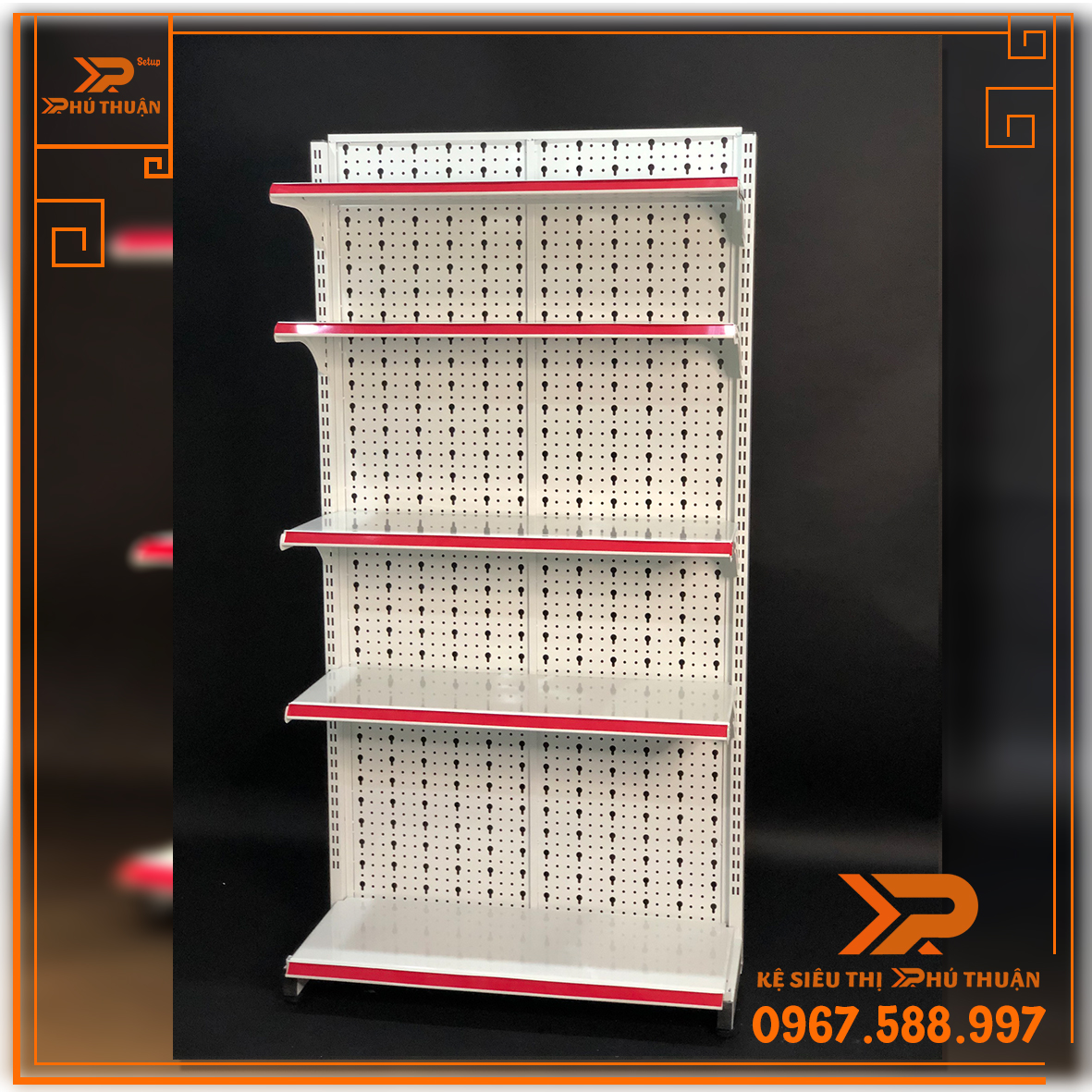 Kệ Tole Lỗ Áp Tường (1 Mặt) - Dài 90 x Rộng 35 x Cao 180 x 5 Tầng