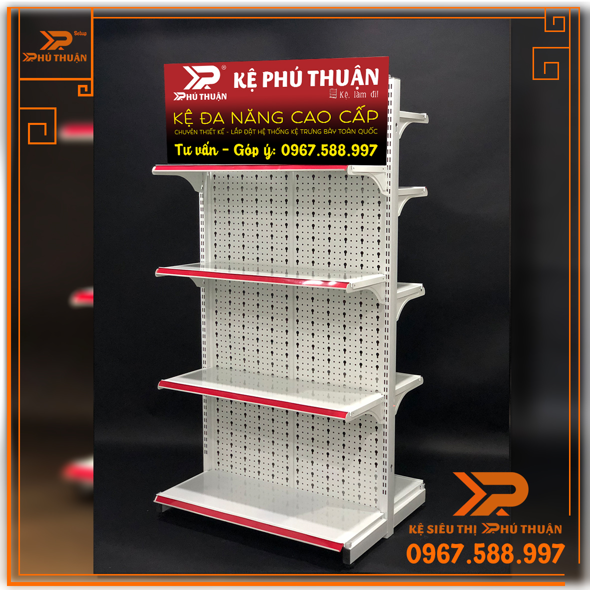 Kệ Tole Lỗ Giữa Nhà (2 Mặt) - Dài 90 x Rộng 70 x Cao 180 x 5 Tầng x 2 Mặt