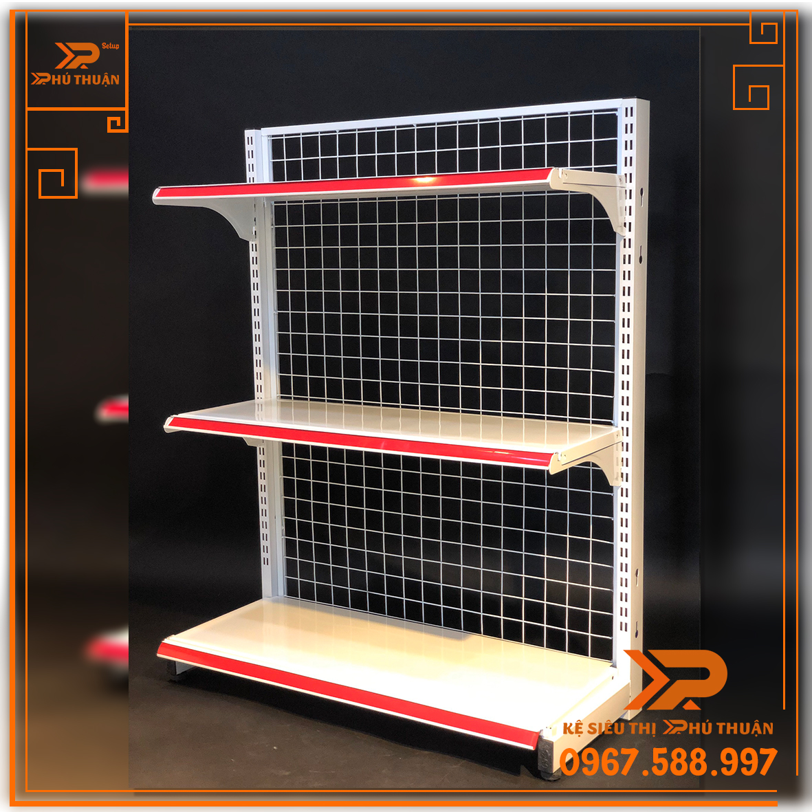 Kệ Siêu Thị Áp tường (1 Mặt) - Dài 90 x Rộng 35 x Cao 120 x 3 tầng