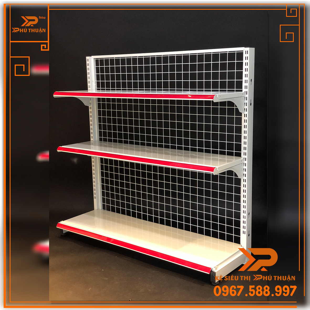 Kệ Siêu Thị Áp tường (1 Mặt) - Dài 120 x Rộng 35 x Cao 120 x 3 tầng