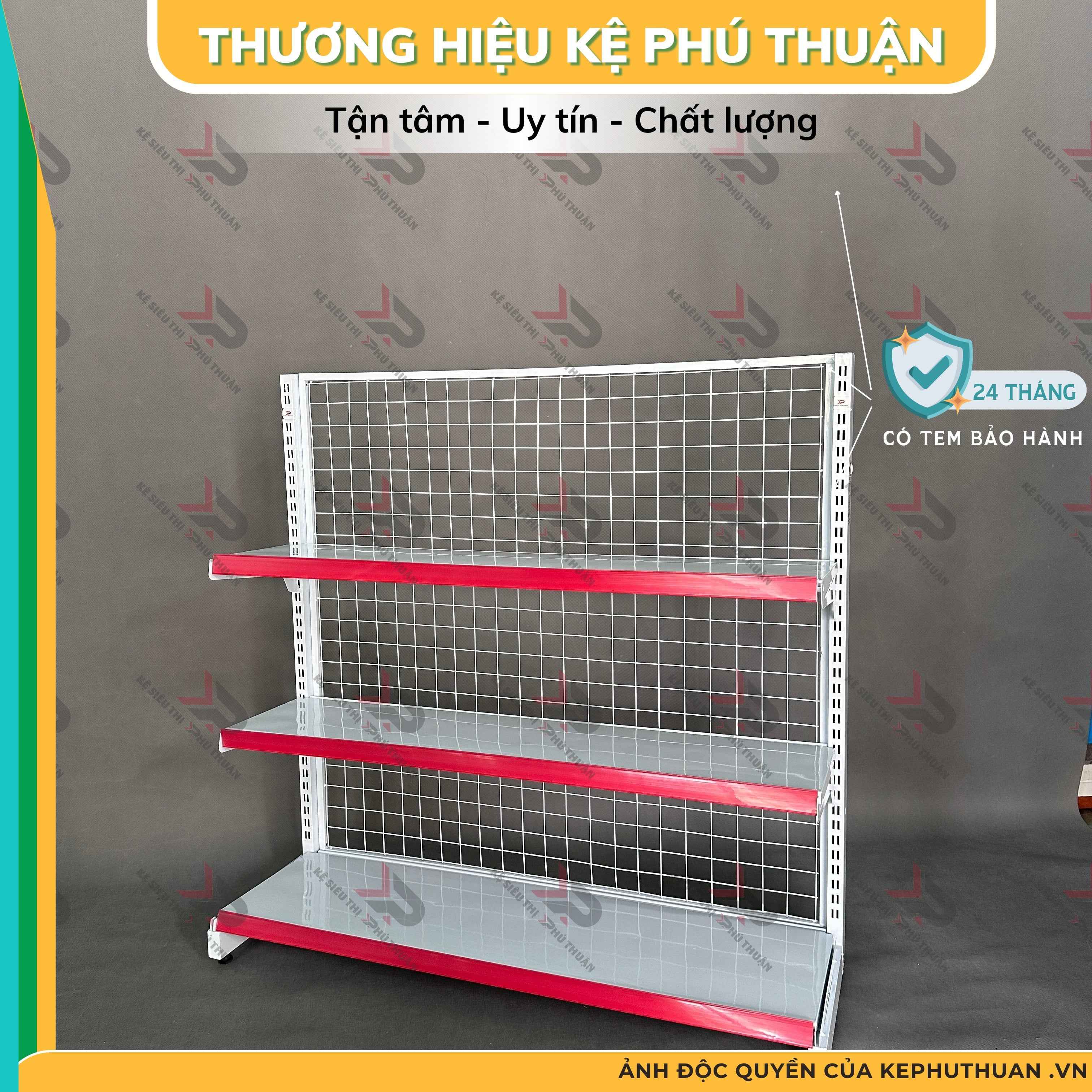 Kệ Siêu Thị Áp tường (1 Mặt) - Dài 120 x Rộng 35 x Cao 120 x 3 tầng