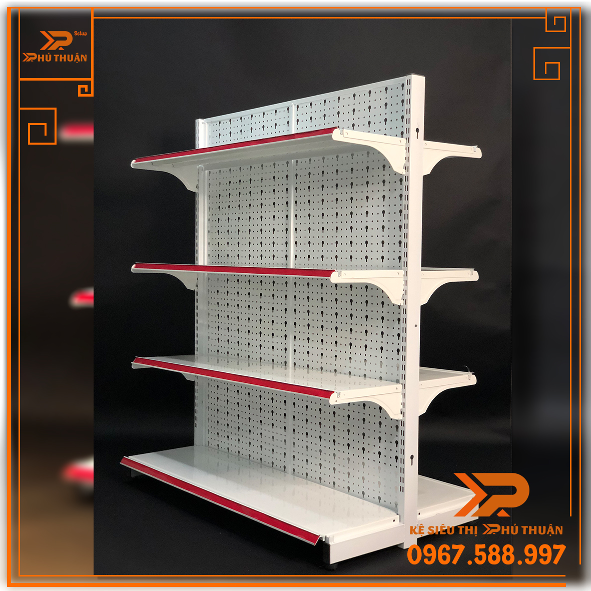Kệ Tole Lỗ giữa nhà (2 mặt)-Dài 120 x Rộng 70 x Cao 150 x 4 Tầng x 2 Mặt