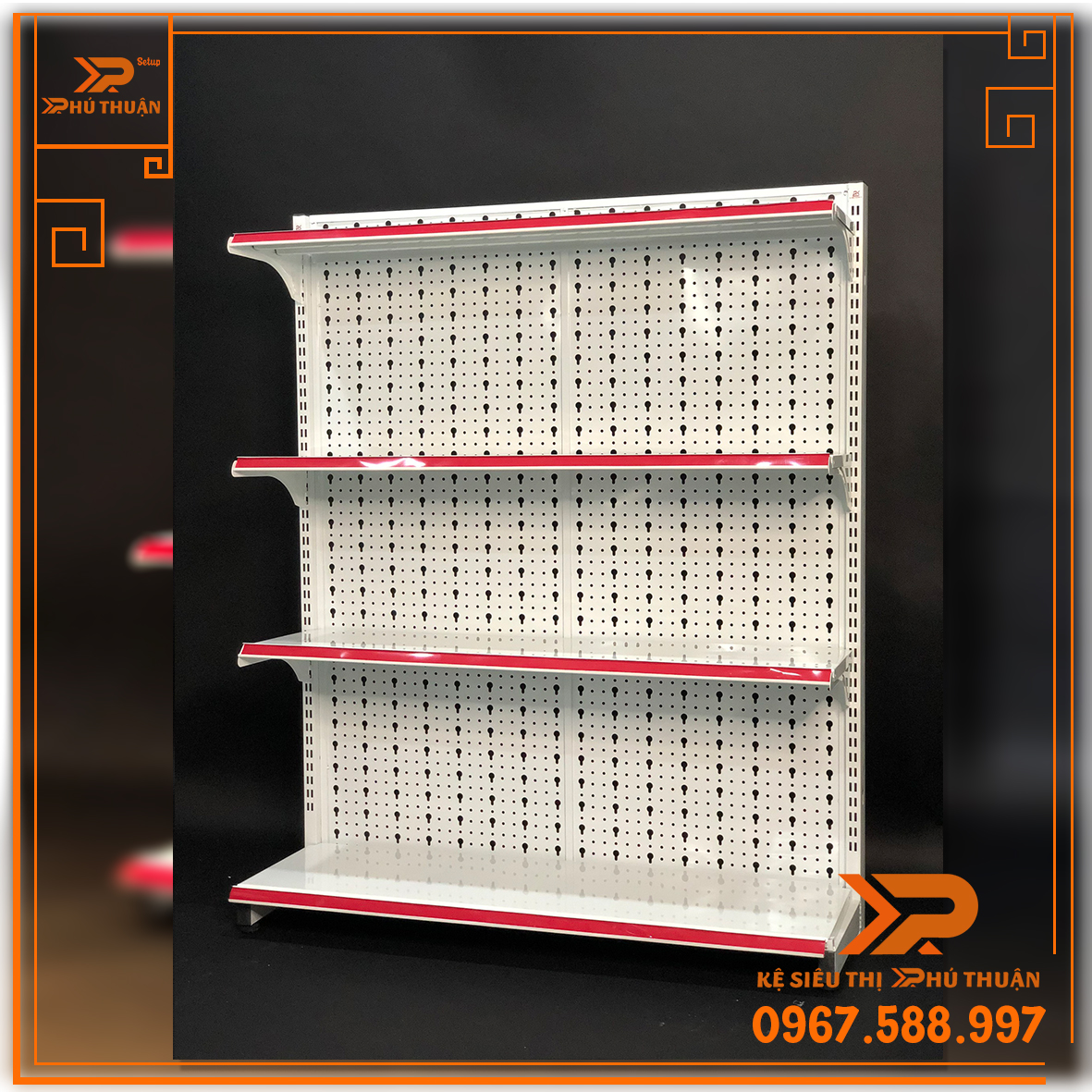 Kệ Tole Lỗ Áp Tường (1 Mặt) - Dài 120 x Rộng 35 x Cao 150 x 4 Tầng