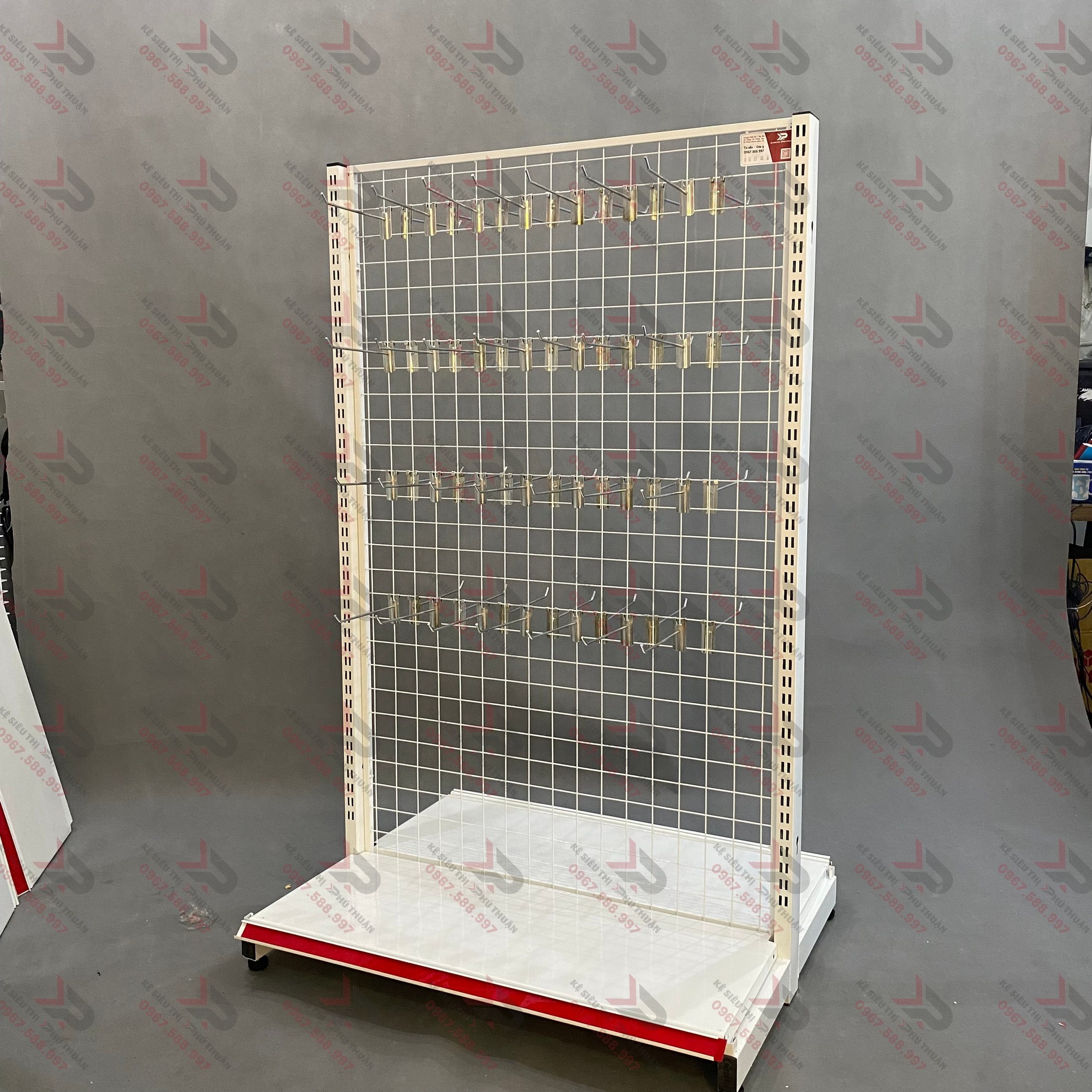 Kệ Móc Lưới Đôi (2 Mặt) Dài 90 x Rộng 70 x Cao 150 x 1 Tầng x 56 Móc Lưới 20cm