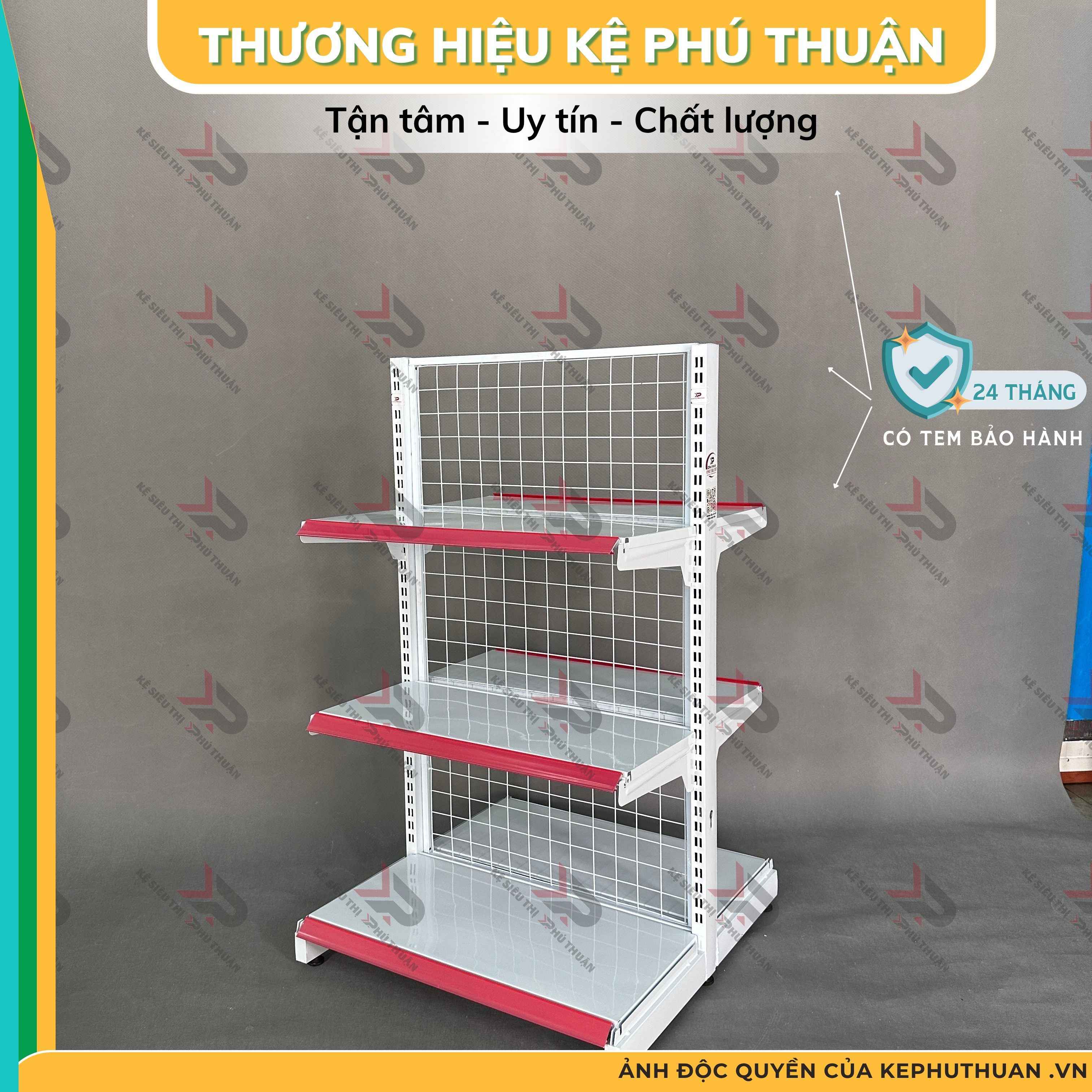 Kệ Siêu Thị Giữa Nhà (2 Mặt) - Dài 70 x Rộng 70 x Cao 120 x 3 Tầng x 2 Mặt
