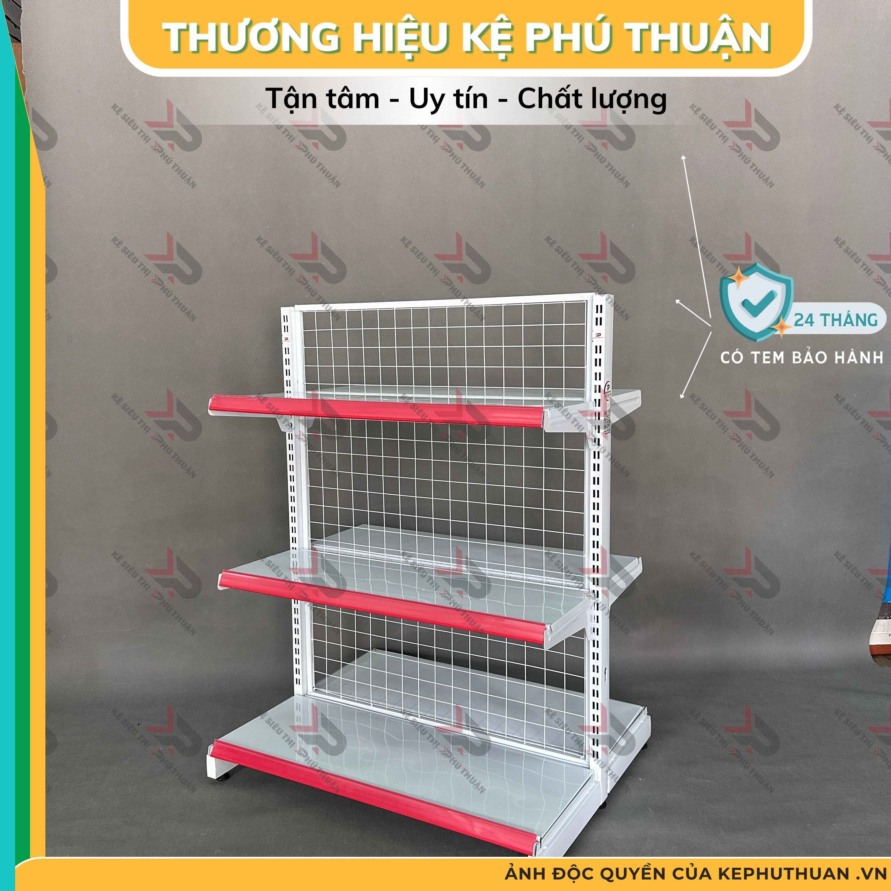 Kệ Siêu Thị Giữa Nhà (2 Mặt) - Dài 90 x Rộng 70 x Cao 120 x 3 Tầng x 2 Mặt