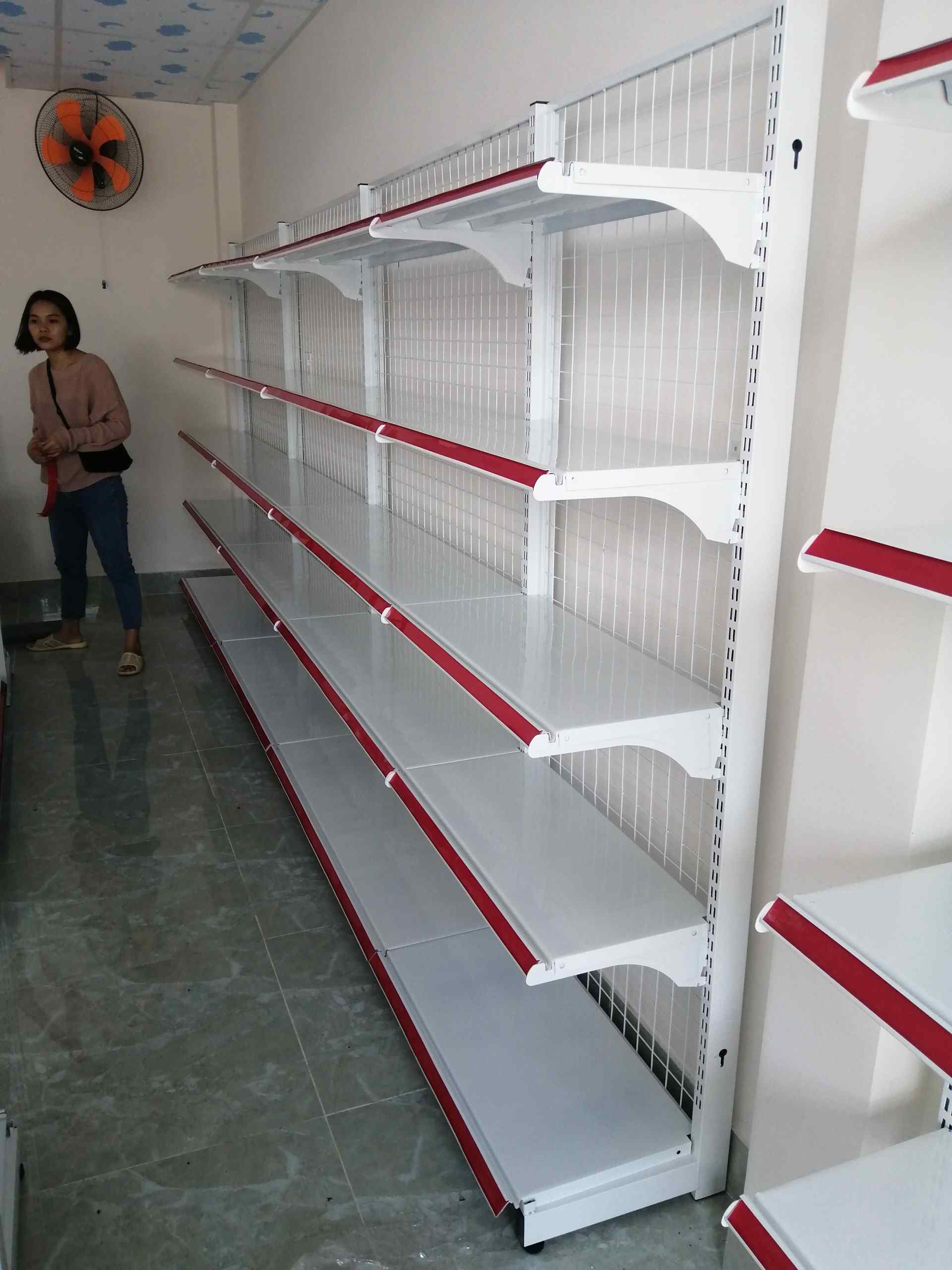 [ Miễn Phí Lắp Đèn ] Dãy Kệ Áp Tường ( 1 Mặt ) Dài 4m x Cao 1m8 x 5 Tầng