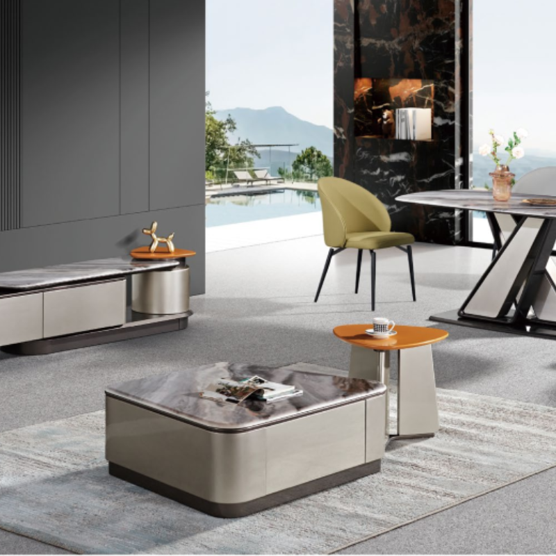 Bàn trà đôi mặt đá nhập khẩu DTH-C222