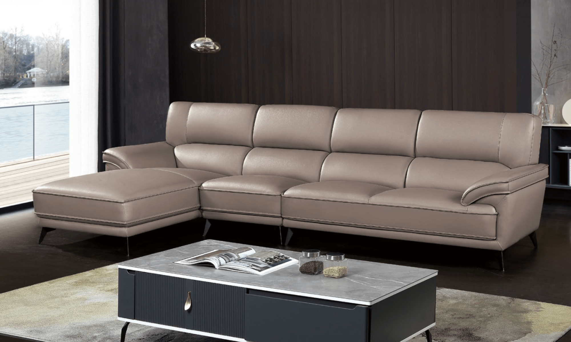 Sofa đẹp hiện đại kiểu góc chữ L da nhập khẩu cao cấp DTH-K728