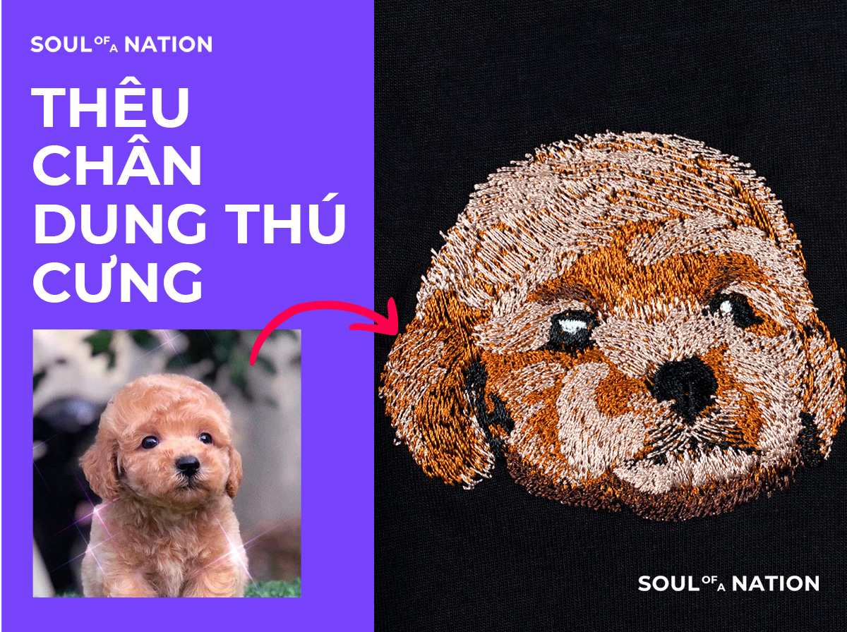 Thêu Chân Dung Thú Cưng Theo Yêu Cầu