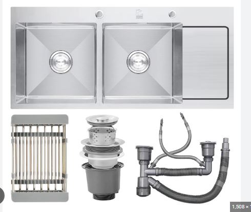 Chậu rửa bát 2 hố bàn chờ Roserler RL01-10045 Inox 201