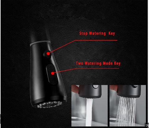 Vòi rửa bát nóng lạnh dây rút Roslerer RL-805 black