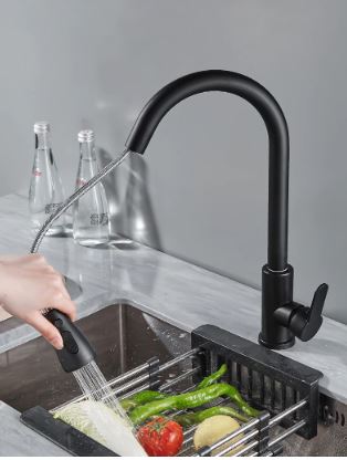 Vòi rửa bát nóng lạnh dây rút Roslerer RL-805 black